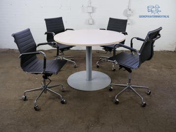 Ronde vergadertafel Ø100 cm grijs frame blad naar keuze twee, Verzenden, Gebruikt, Tafel