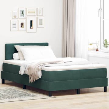 vidaXL Boxspringbed met matras Donkergroen 120 x 190 cm, Verzenden, Nieuw, Twijfelaar, Stof