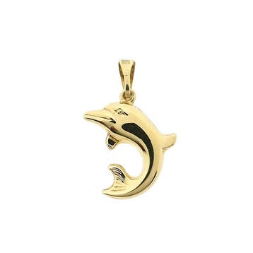 Gouden hanger van een dolfijn (Hanger of bedel), Sieraden, Tassen en Uiterlijk, Bedels, Ophalen of Verzenden, Gebruikt, Goud, Overige merken