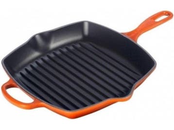 Le Creuset Grillpan Signature - Oranjerood - 26 x 26 cm -, Verzenden, Zo goed als nieuw