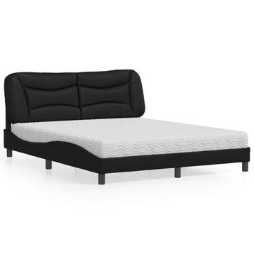 vidaXL Bed met matras Hvar kunstleer zwart 160x200 cm, Huis en Inrichting, Slaapkamer | Bedden, Overige materialen, Verzenden