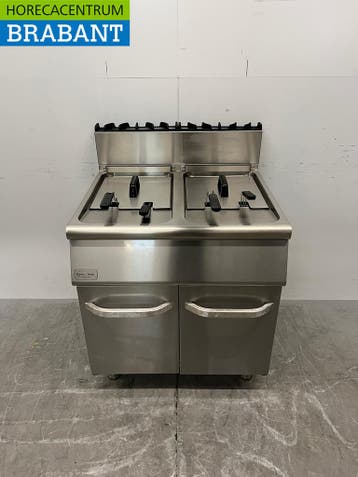 RVS Combisteel Dubbele Friteuse 2 x 15 liter 80 cm GAS, Ophalen of Verzenden, Gebruikt
