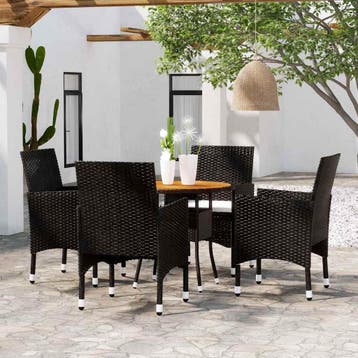 vidaXL 5-delige Tuinset poly rattan zwart, Verzenden, Nieuw, Tuinset