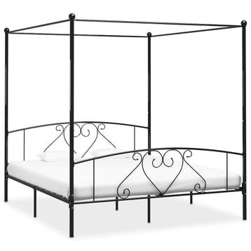vidaXL Hemelbedframe metaal zwart 180x200 cm, Eenpersoons, Verzenden, Zwart, Nieuw