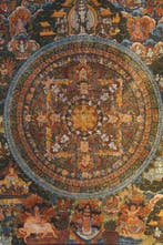 Chakrasamvara hangende rol Thangka, met goud verguld en met