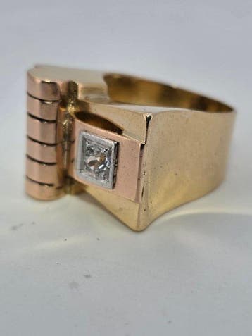 Ring - 18 karaat Geel goud, Roségoud, Platina - 0.20ct. tw., Nieuw