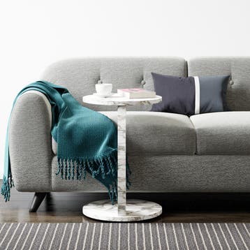 Bijzettafel Holeby 56x38 cm marmerlook creme wit  [en.casa], Verzenden, Nieuw