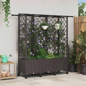 vidaXL Verhoogd Bed met Trellis en Dak Bruin 163,5 x 40 x, Verzenden, Nieuw, Minder dan 60 cm, 60 cm of meer