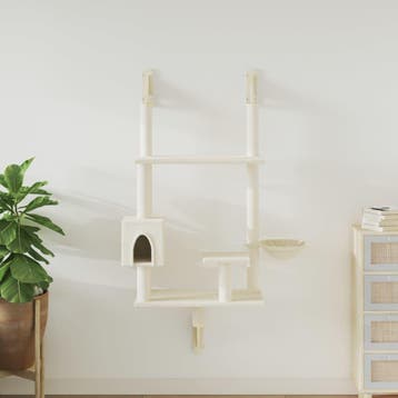 vidaXL Kattenmeubel wandgemonteerd met krabpaal 153 cm, Verzenden, Nieuw