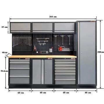 Werkbank set met hoge kast, gereedschapswand matzwart, 3 x, Ophalen of Verzenden, Nieuw
