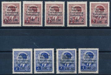 De Duitse bezetting van Montenegro 1943 - Vrijzegels met, Gestempeld