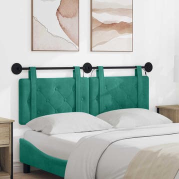 vidaXL Hangend hoofdbord Met LED-verlichting Turquoise, Verzenden, Nieuw, Stof