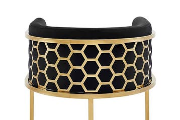 Barkruk ELEGANCE, fluweelzwart met goudkleurig, Ophalen of Verzenden, Nieuw