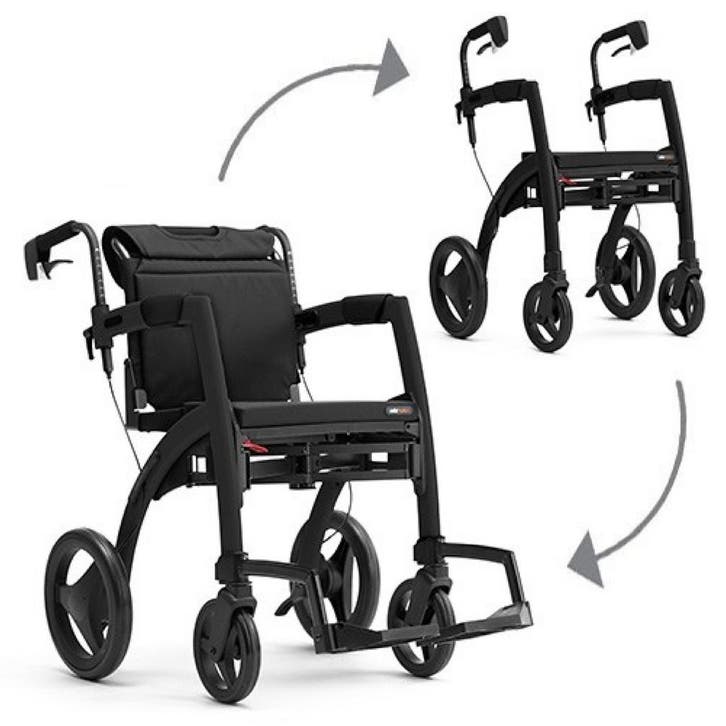 Rollz Motion – Rollator en Rolstoel in Eén - Mat-zwart S, Diversen, Rollators, Nieuw, Ophalen of Verzenden