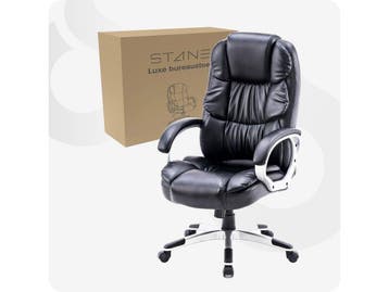 Stane - Ergonomische Bureaustoel - PU Leer - Zwart, Huis en Inrichting, Stoelen, Verzenden, Zo goed als nieuw