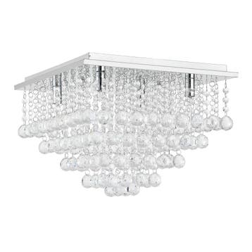 Plafondlamp Veli Prisma 28x38x38 met kristallen chroom 4xG9, Verzenden, Nieuw