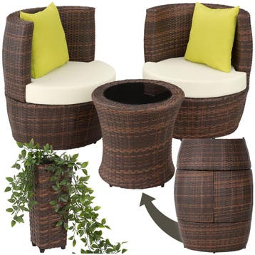 Aluminium rotan zitgroep Nizza 2+1+1 - zwart/bruin, Verzenden, Nieuw