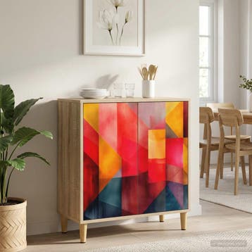 vidaXL Dressoir HEESCH Sonoma 69 x 33 x 75 cm Bewerkt hout, Verzenden, Nieuw, Overige houtsoorten, Minder dan 50 cm