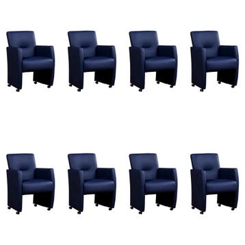 Set van 8 Leren eetkamerstoelen Pleasure - Toledo Kobalt, Huis en Inrichting, Stoelen, Ophalen of Verzenden, Nieuw, Leer