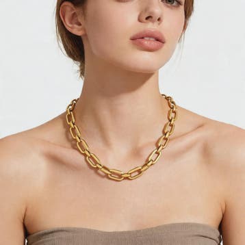 Chunky Gouden Halsketting Dames - Roestvrij Staal Dikke Oval, Verzenden, Nieuw