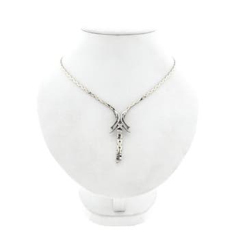 Witgouden ketting met vaste hanger; Saffier, Gebruikt, Ophalen of Verzenden, Met edelsteen, Goud
