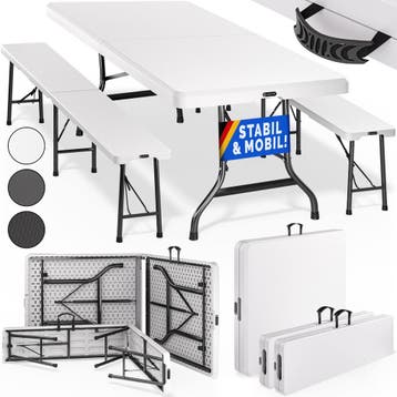Bierbank Set 3-delig Wit Kunststof 183cm (Biertafels), Verzenden, Nieuw