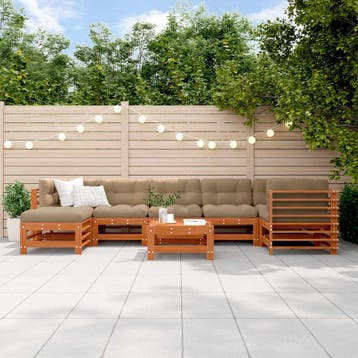 vidaXL Tuin loungeset 8 st Wasbruin Massief grenenhout, Tuin en Terras, Tuinsets en Loungesets, Verzenden, Nieuw, 8 zitplaatsen