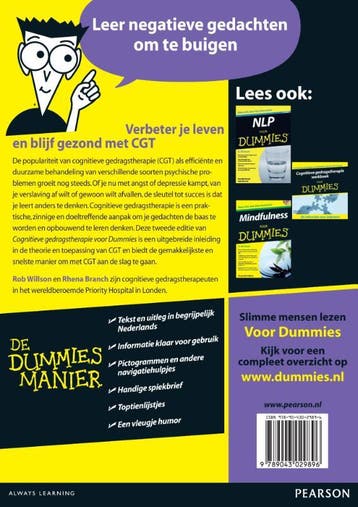 Cognitieve gedragstherapie voor dummies / Voor Dummies, Boeken, Verzenden, Zo goed als nieuw, Rhena Branch