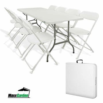 MaxxGarden Vouwtafel - Biertafel - picknick - wit - tafel..., Tuin en Terras, Verzenden, Nieuw