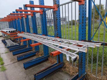 2-delige uitschuifbare ladder met gevelrol, 2x16-treeds, Nieuw