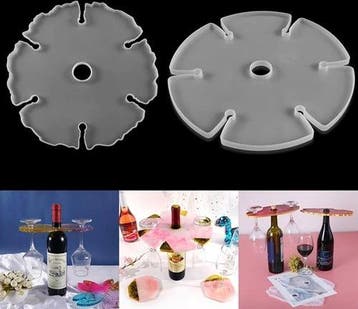 Siliconenmal wijnrek voor fles en 6 glazen epoxy resin 16 cm, Ophalen of Verzenden, Nieuw