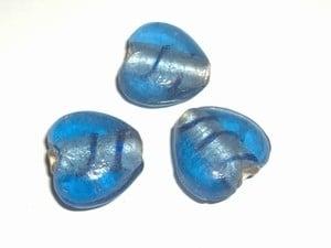 5 x SF glaskraal hartvormig 17,5x20mm blauw  (Glaskralen), Hobby en Vrije tijd, Ophalen of Verzenden, Nieuw, Kraal