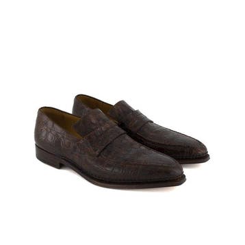 Enzo Bonafè Crocodile-42,5- Pennyloafers - Loafers - Maat:, Nieuw