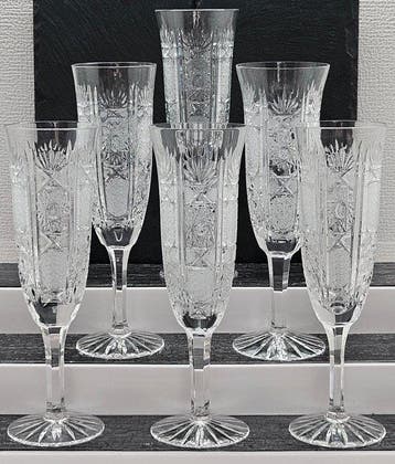 |-(6) x *Elegantes Bohemia 24% Bleikristall (Germany)* -