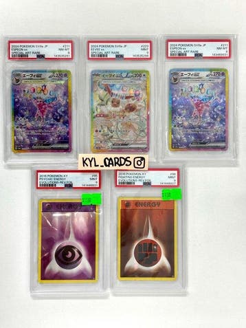 Pokémon - 5 Graded card - Espeon ex, Eevee ex, Psychic, Hobby en Vrije tijd, Verzamelkaartspellen | Pokémon, Nieuw