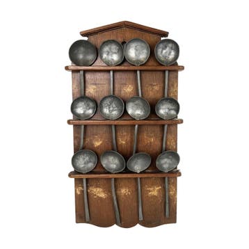 Hermanus Kamphof - Lepelrek met 12 tinnen lepels - ca.1900