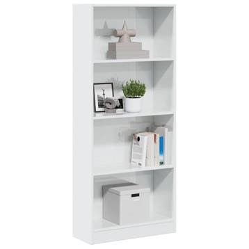 vidaXL Boekenkast 60x24x143 cm bewerkt hout hoogglans wit, Verzenden, Nieuw, Overige houtsoorten