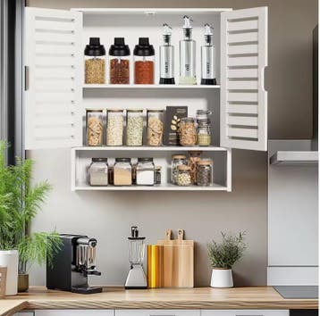 Badkamer Wandkast Bamboe – Dubbele Deuren 59×20.5×66.5, Verzenden, Nieuw