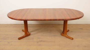 Vintage uitschuifbare ronde eettafel | Dyrlund | Massief, Ophalen of Verzenden, Nieuw