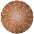 Poef Leder - Natuurlijk Bruin, Verzenden, Nieuw