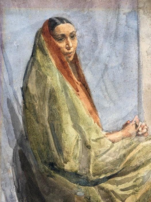 École Orientaliste (c. 1900) - Lakshmi, Antiek en Kunst, Kunst | Schilderijen | Klassiek