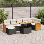 vidaXL 8-delige Loungeset met kussens poly rattan acacia, Verzenden, Nieuw, Loungeset