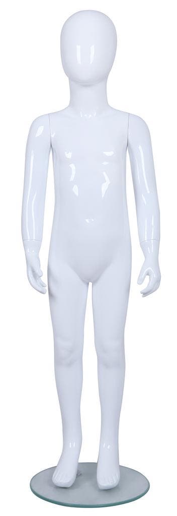 Faceless etalagepop kind glossy wit 5-6 jaar mt 110/116