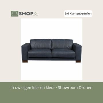 Leren bank Clear - 3 zits - Kenia Denim (blauw) - Poten, Huis en Inrichting, Bohemian, Eigentijds, Modern, Retro, Vintage, Nieuw