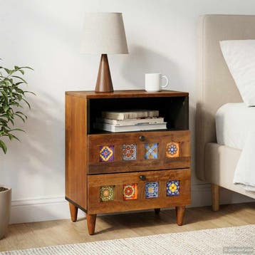 vidaXL Nachtkastje Bruin 50 x 33 x 62 cm Massief Mango Hout, Huis en Inrichting, Slaapkamer | Nachtkastjes, Verzenden, Nieuw, 55 tot 70 cm