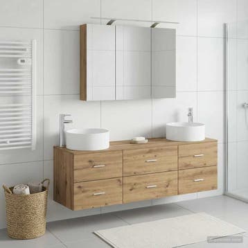 vidaXL Badkamermeubelset 4 st Artisanaal eiken Bewerkt hout, Verzenden, Nieuw