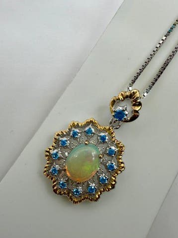 Zonder minimumprijs - Ketting met hanger Zilver - Opaal