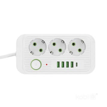 Kobi 3 stopcontacten + 4x USB-A + 1x USB-C - 3 meter snoe..., Ophalen of Verzenden, Nieuw