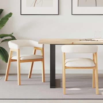 vidaXL Eettafelstoelen 2 st Massief Rubberhout Naturel 54 x, Verzenden, Nieuw, Bruin