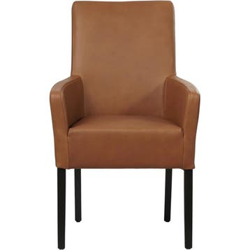 Leren eetkamerstoel Just met armleuning - Rancho Cognac, Ophalen of Verzenden, Nieuw, Leer, Bohemian, Eigentijds, Klassiek, Retro, Romantisch, Scandinavisch